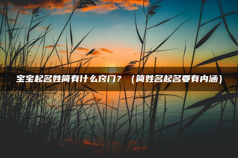 宝宝起名姓简有什么窍门？（简姓名起名要有内涵）