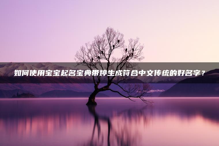 如何使用宝宝起名宝典带婷生成符合中文传统的好名字？