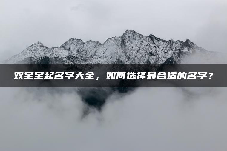 双宝宝起名字大全，如何选择最合适的名字？