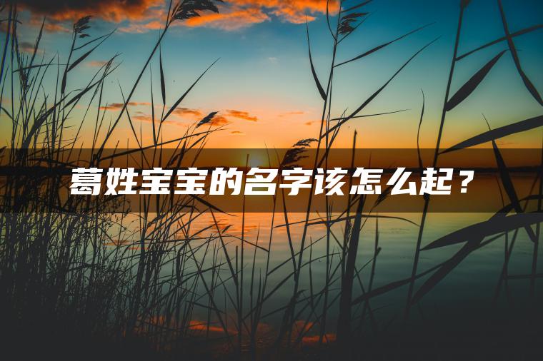 葛姓宝宝的名字该怎么起？