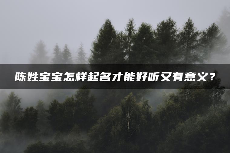 陈姓宝宝怎样起名才能好听又有意义？