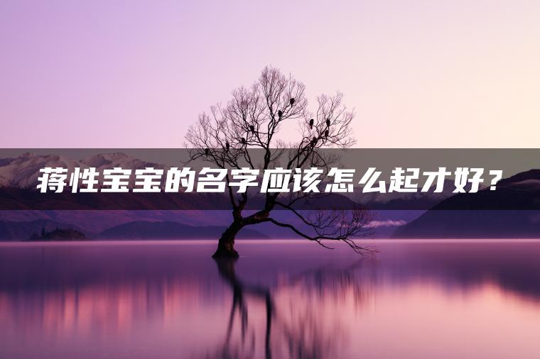 蒋性宝宝的名字应该怎么起才好？