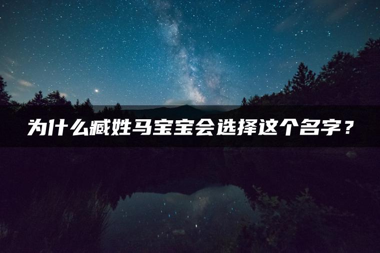 为什么臧姓马宝宝会选择这个名字？