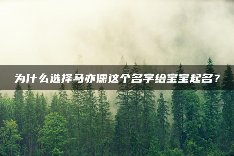 为什么选择马亦儒这个名字给宝宝起名？