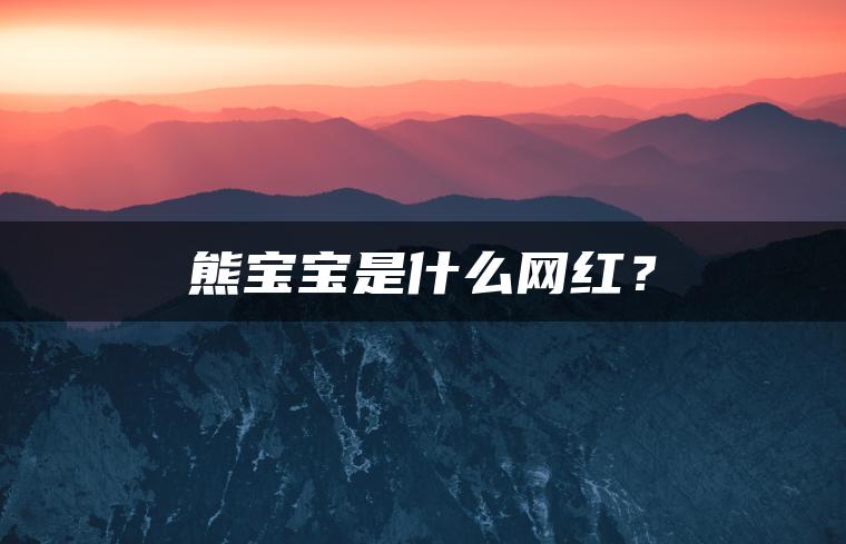 熊宝宝是什么网红？