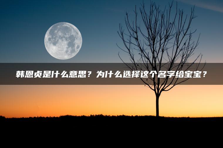 韩恩贞是什么意思？为什么选择这个名字给宝宝？