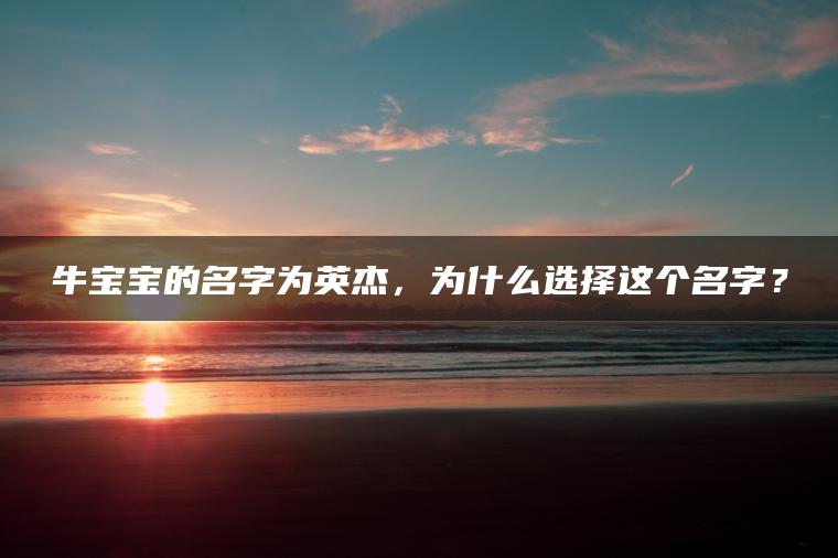 牛宝宝的名字为英杰，为什么选择这个名字？