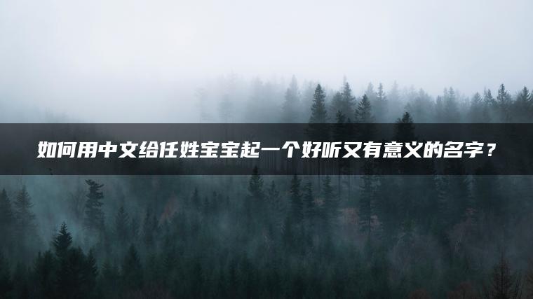 如何用中文给任姓宝宝起一个好听又有意义的名字？