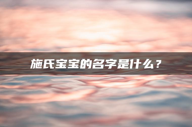 施氏宝宝的名字是什么？