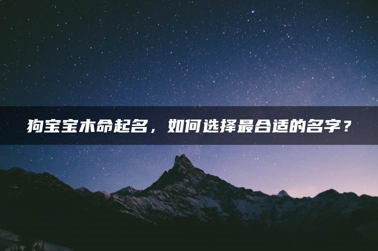 狗宝宝木命起名，如何选择最合适的名字？