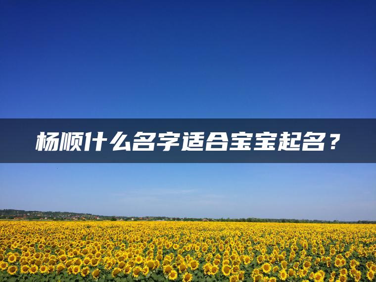 杨顺什么名字适合宝宝起名？