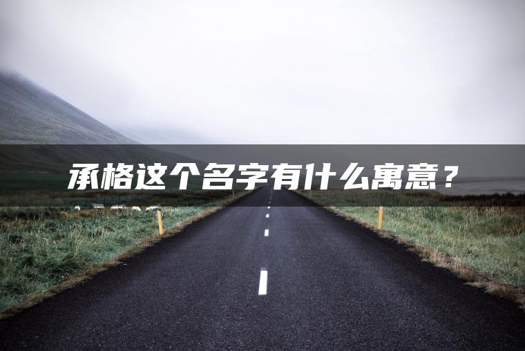 承格这个名字有什么寓意？