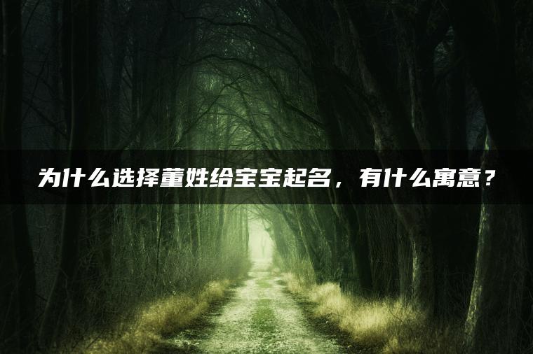 为什么选择董姓给宝宝起名，有什么寓意？