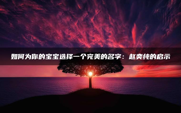 如何为你的宝宝选择一个完美的名字：赵奕纯的启示