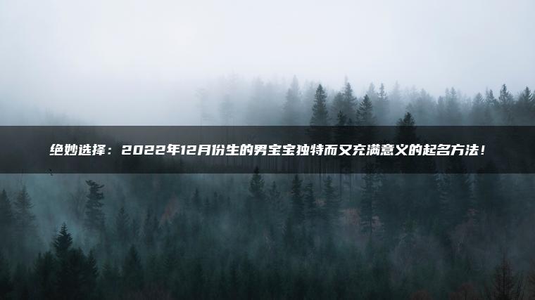 绝妙选择：2022年12月份生的男宝宝独特而又充满意义的起名方法！