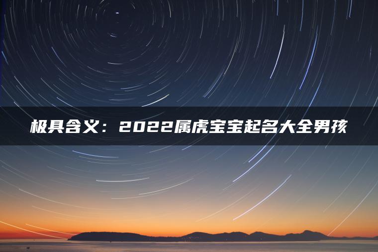 极具含义：2022属虎宝宝起名大全男孩