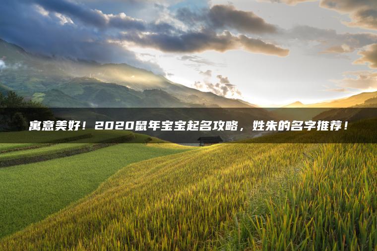 寓意美好！2020鼠年宝宝起名攻略，姓朱的名字推荐！