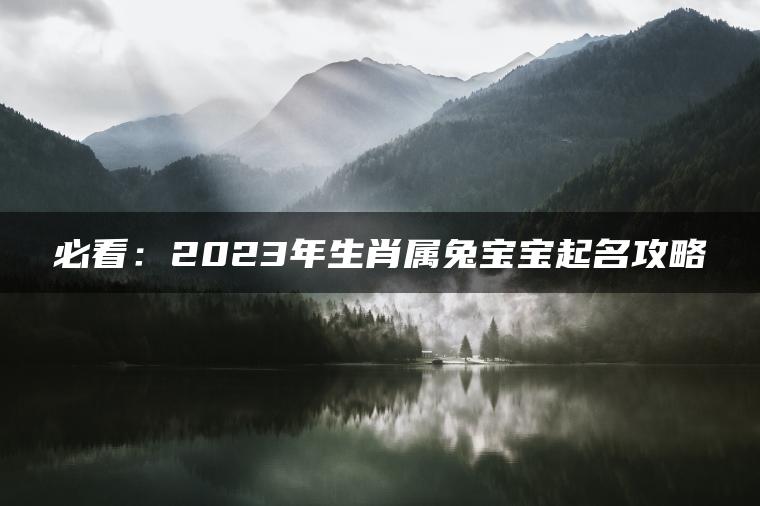 必看：2023年生肖属兔宝宝起名攻略