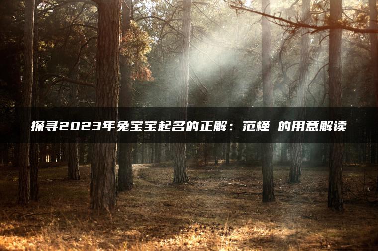 探寻2023年兔宝宝起名的正解：范槿渃的用意解读