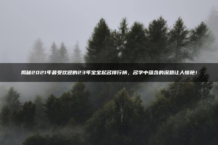 揭秘2021年最受欢迎的23年宝宝起名排行榜，名字中蕴含的深意让人惊艳！