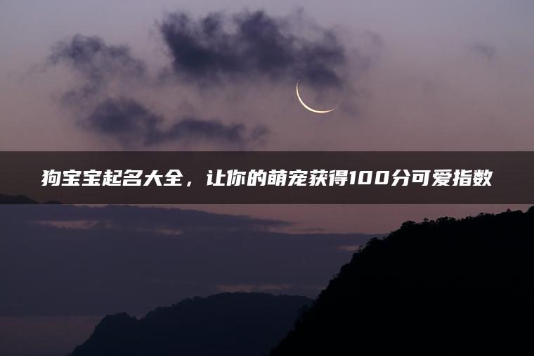 狗宝宝起名大全，让你的萌宠获得100分可爱指数