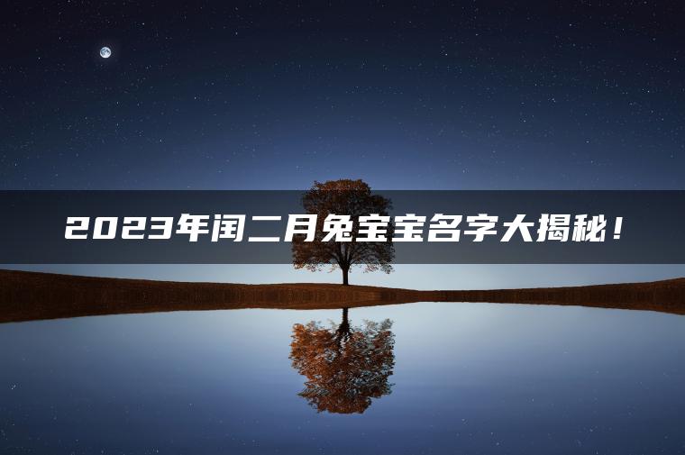 2023年闰二月兔宝宝名字大揭秘！