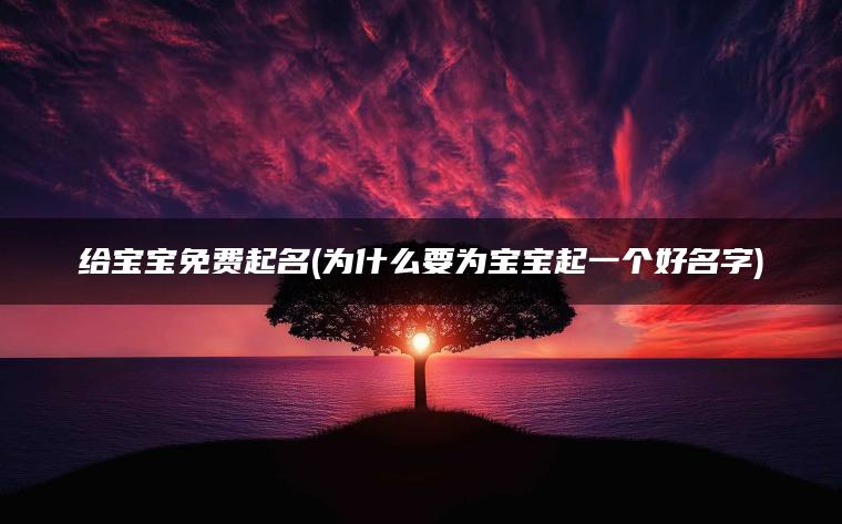 给宝宝免费起名(为什么要为宝宝起一个好名字)