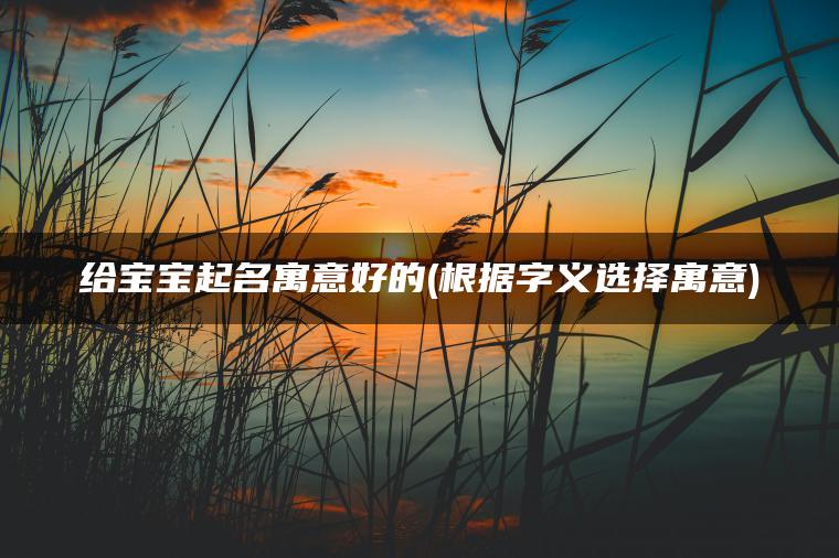 给宝宝起名寓意好的(根据字义选择寓意)