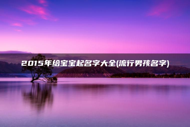 2015年给宝宝起名字大全(流行男孩名字)