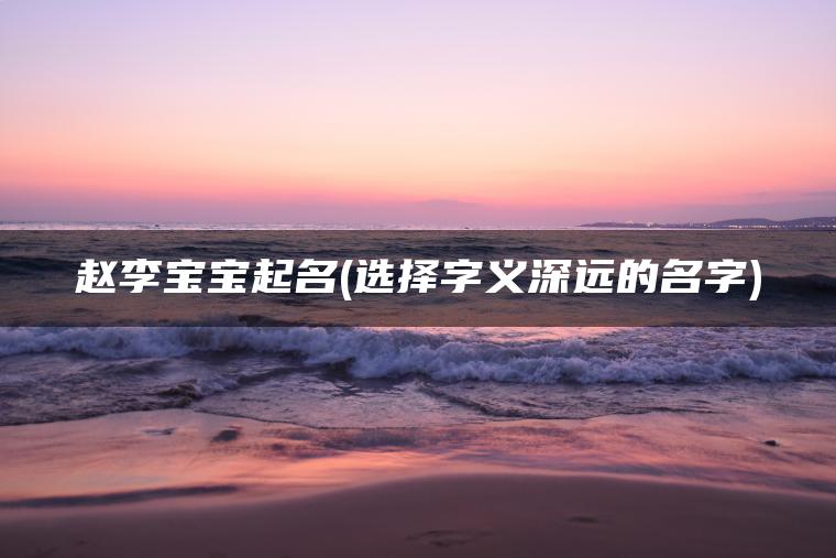 赵李宝宝起名(选择字义深远的名字)