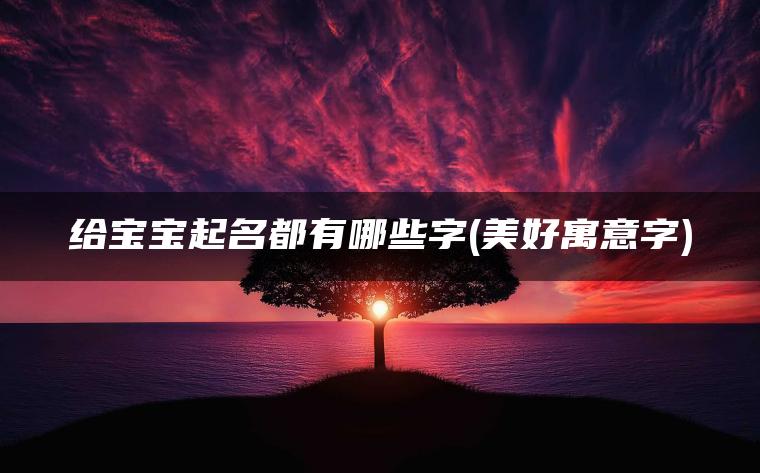 给宝宝起名都有哪些字(美好寓意字)