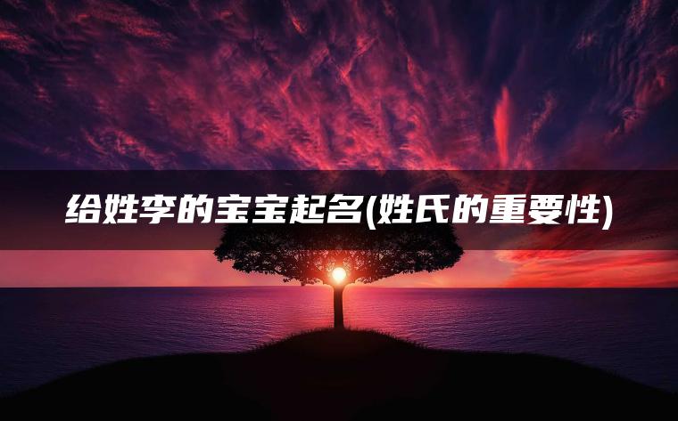 给姓李的宝宝起名(姓氏的重要性)