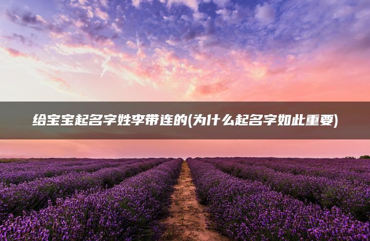 给宝宝起名字姓李带连的(为什么起名字如此重要)