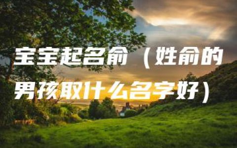 宝宝起名俞（姓俞的男孩取什么名字好）