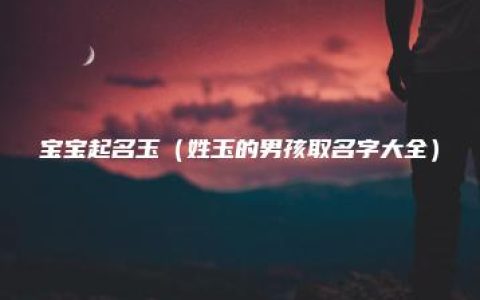 宝宝起名玉（姓玉的男孩取名字大全）