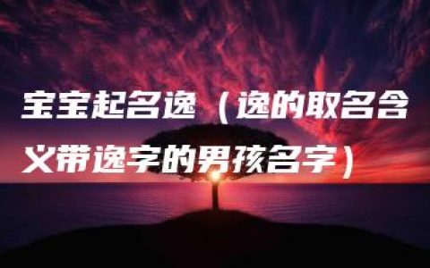 宝宝起名逸（逸的取名含义带逸字的男孩名字）