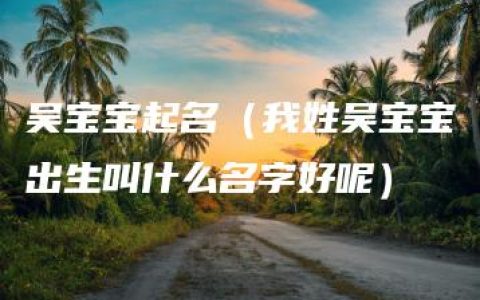 吴宝宝起名（我姓吴宝宝出生叫什么名字好呢）