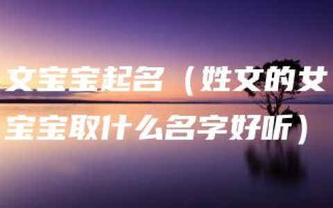 文宝宝起名（姓文的女宝宝取什么名字好听）