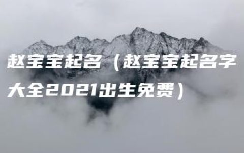 赵宝宝起名（赵宝宝起名字大全2021出生免费）