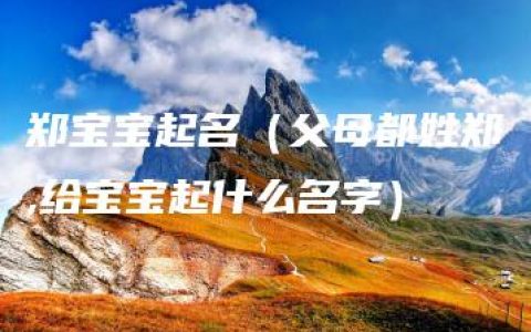 郑宝宝起名（父母都姓郑,给宝宝起什么名字）