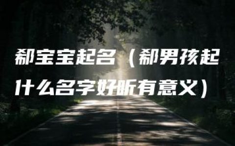 郗宝宝起名（郗男孩起什么名字好听有意义）