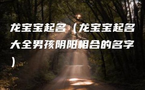 龙宝宝起名（龙宝宝起名大全男孩阴阳相合的名字）