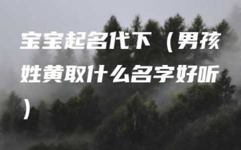 宝宝起名代下（男孩姓黄取什么名字好听）