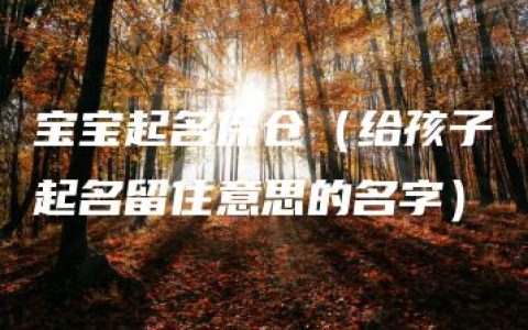 宝宝起名保仓（给孩子起名留住意思的名字）