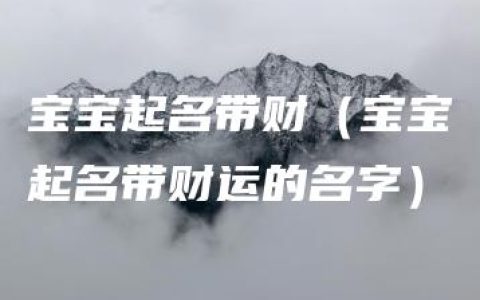 宝宝起名带财（宝宝起名带财运的名字）