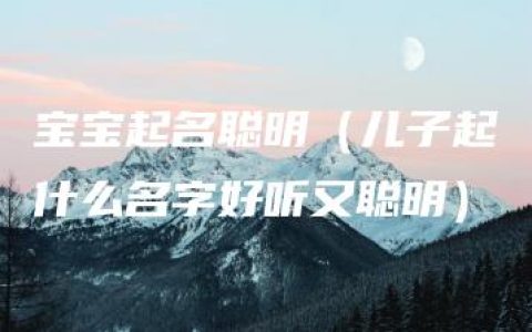 宝宝起名聪明（儿子起什么名字好听又聪明）