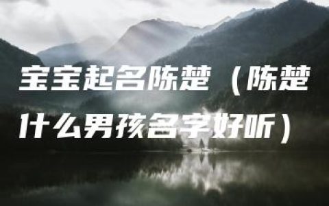 宝宝起名陈楚（陈楚什么男孩名字好听）