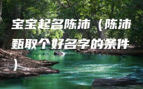 宝宝起名陈沛（陈沛甄取个好名字的条件）