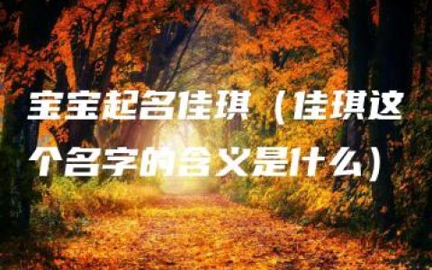 宝宝起名佳琪（佳琪这个名字的含义是什么）