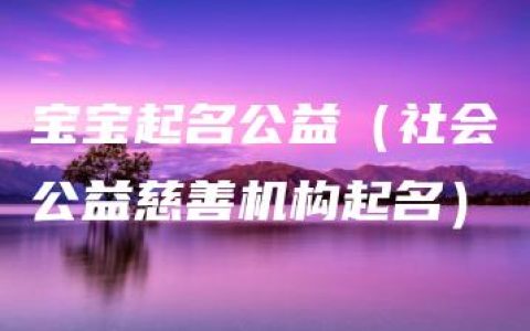 宝宝起名公益（社会公益慈善机构起名）